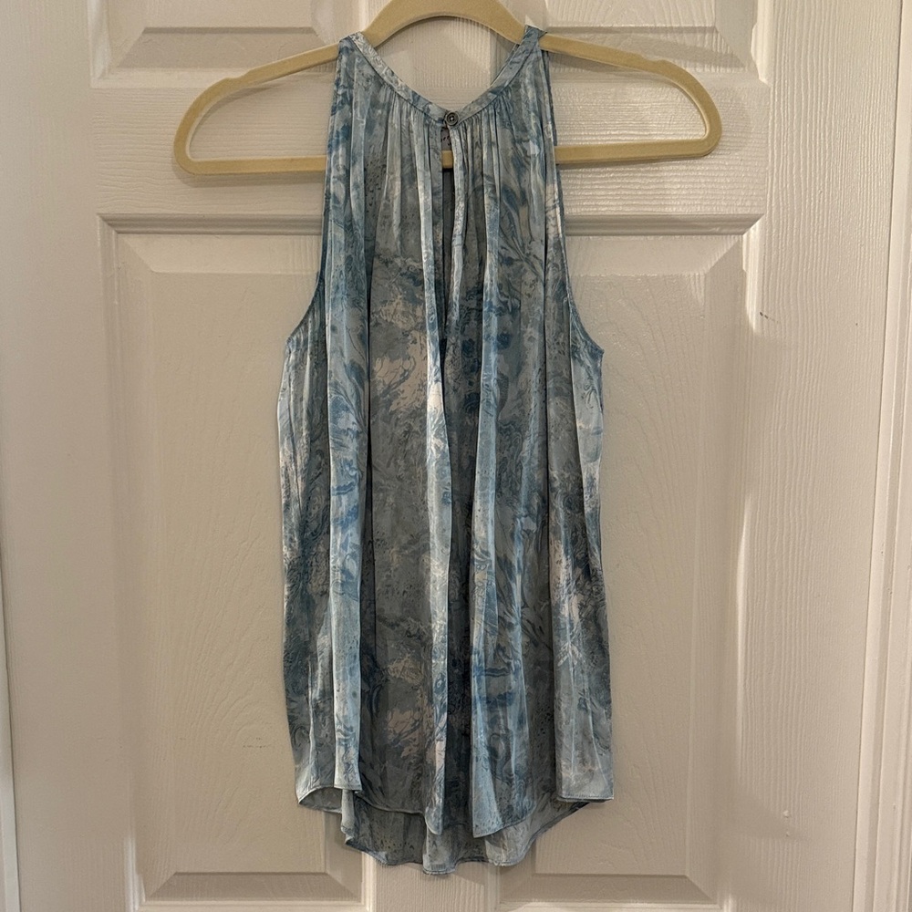 Current Air Marble Blue Sleeveless Blouse